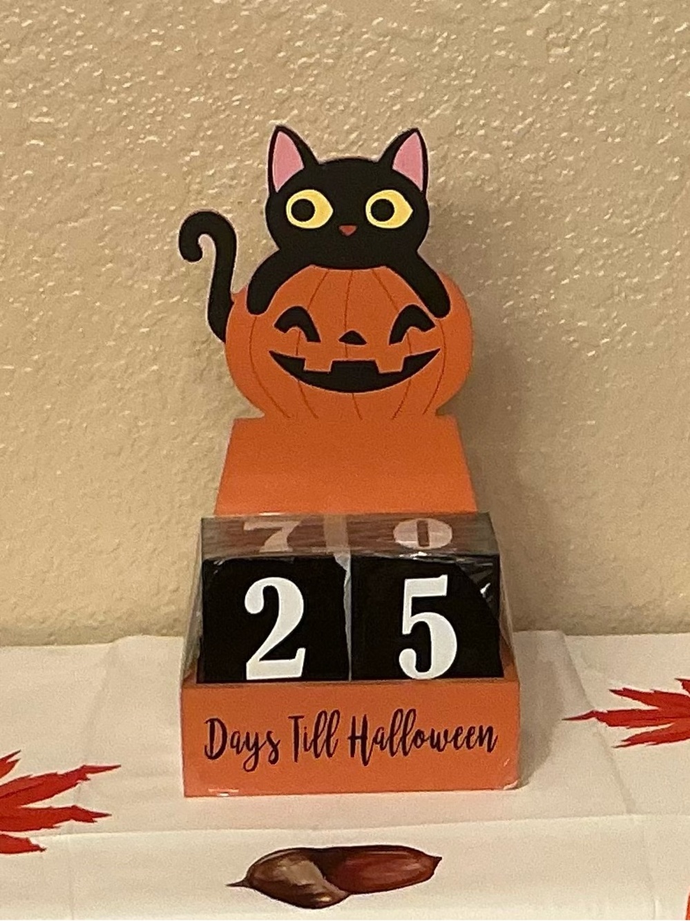 Halloween Black Cat & Pumpkin Countdown Calendar - Orange and Black